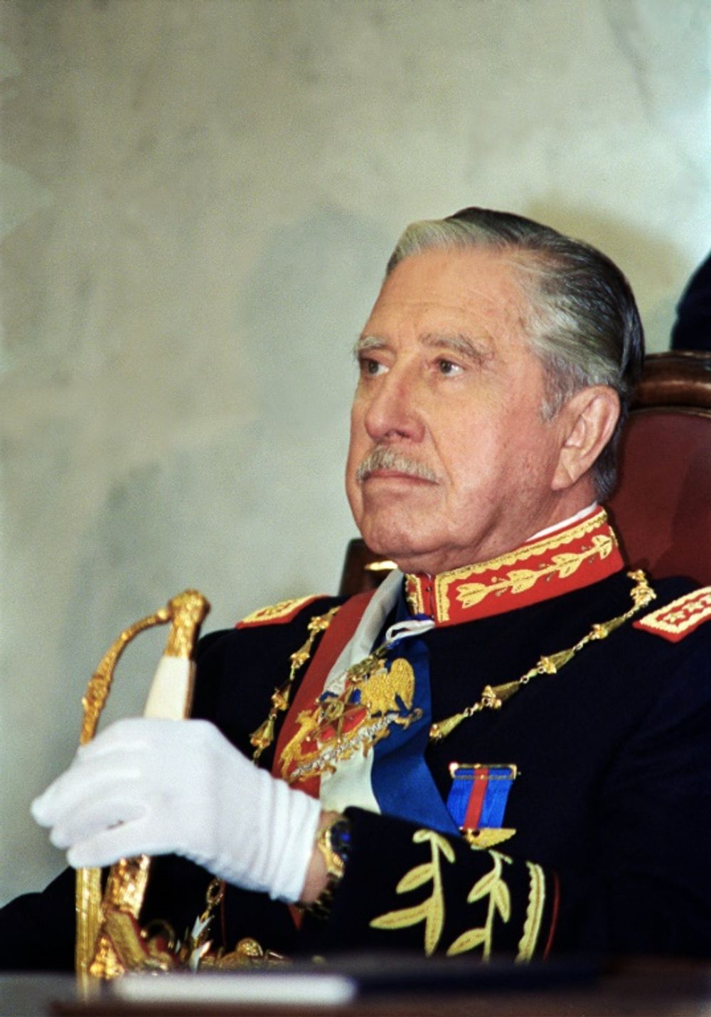 Late Chilean dictator (1973-1990), General Augusto Pinochet, seen during the inaugural ceremony of President Patricio Aylwin, in March 1990