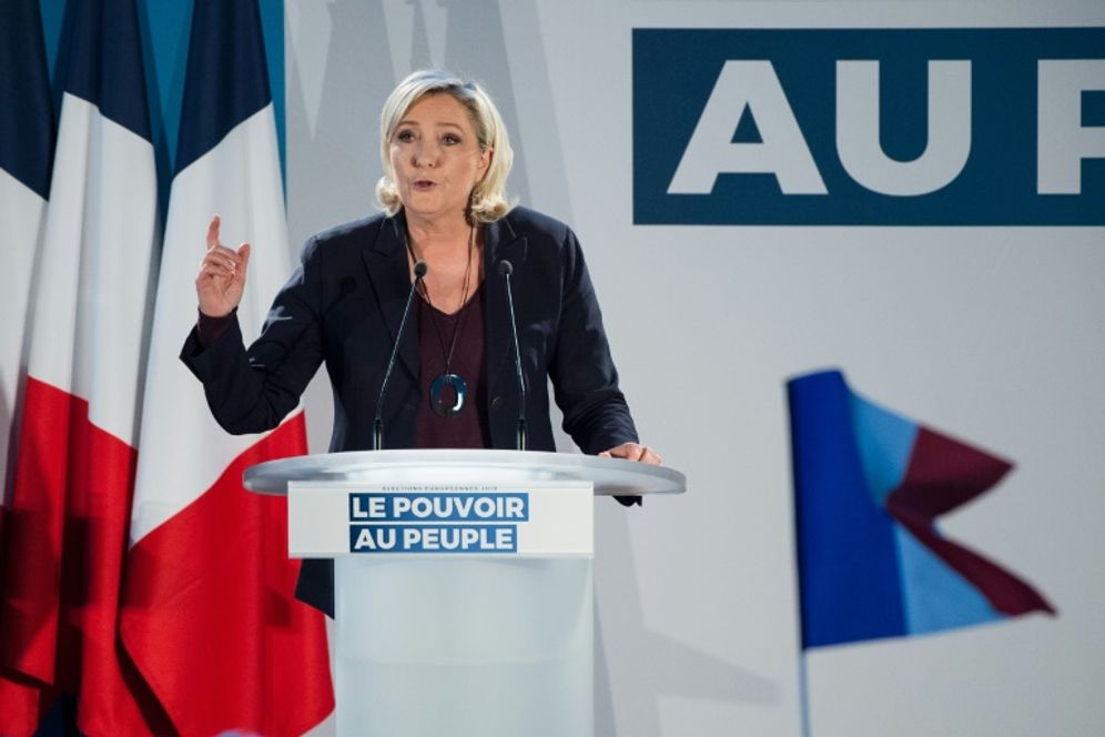 CLEMENT MAHOUDEAU (AFP) Far-right leader Marine Le Pen's eurosceptic National Rally party is polling neck-and-neck with Macron's pro-European Republic on the Move party