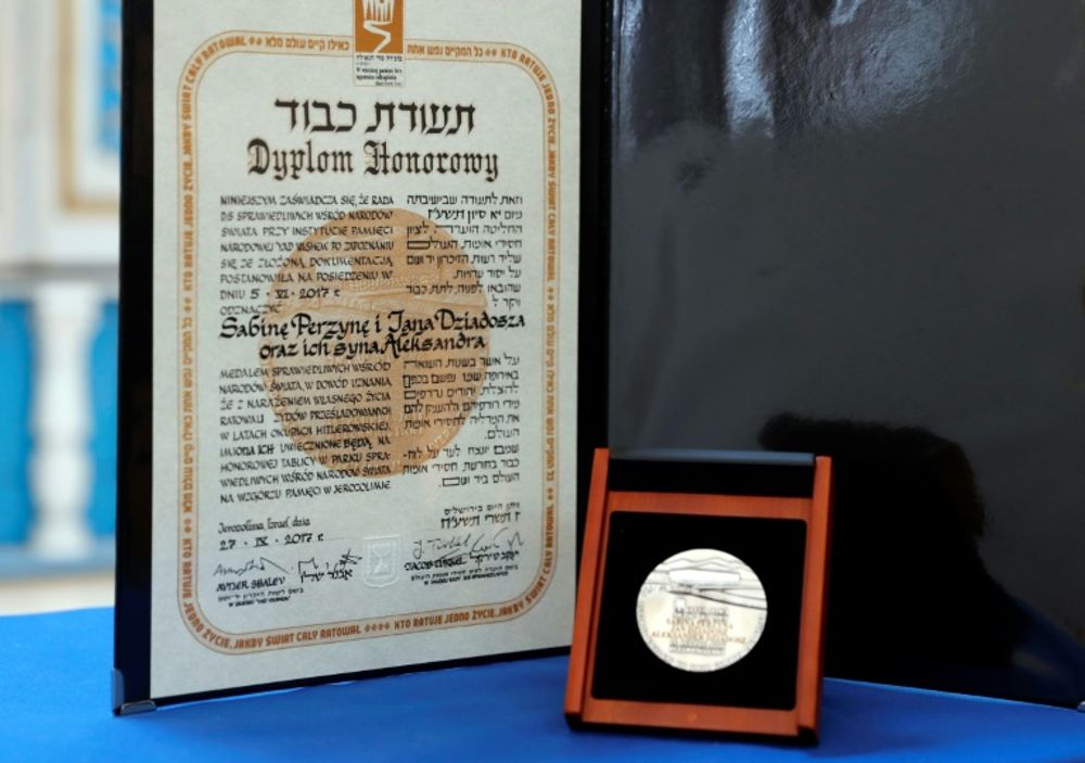 Un titre de "Justes parmi les Nations" décerné à Yad Vashem à Jérusalem à titre posthume