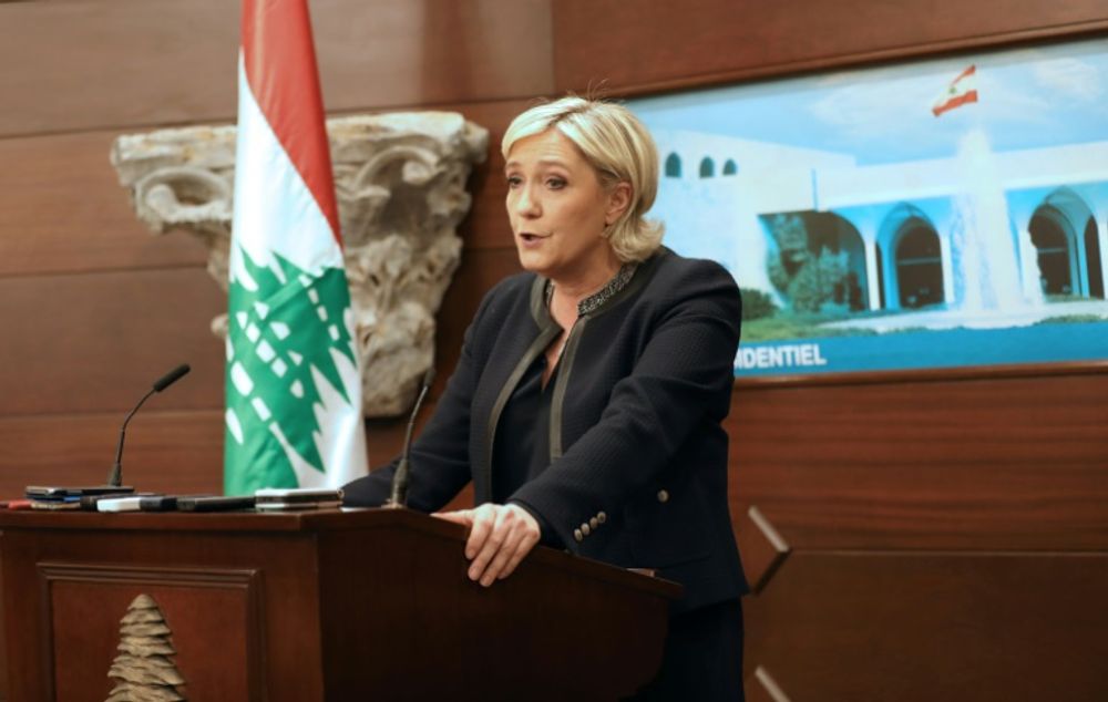 Marine Le Pen donne une conférence de presse au Palais présidentiel de la Baabda, le 20 février 2017