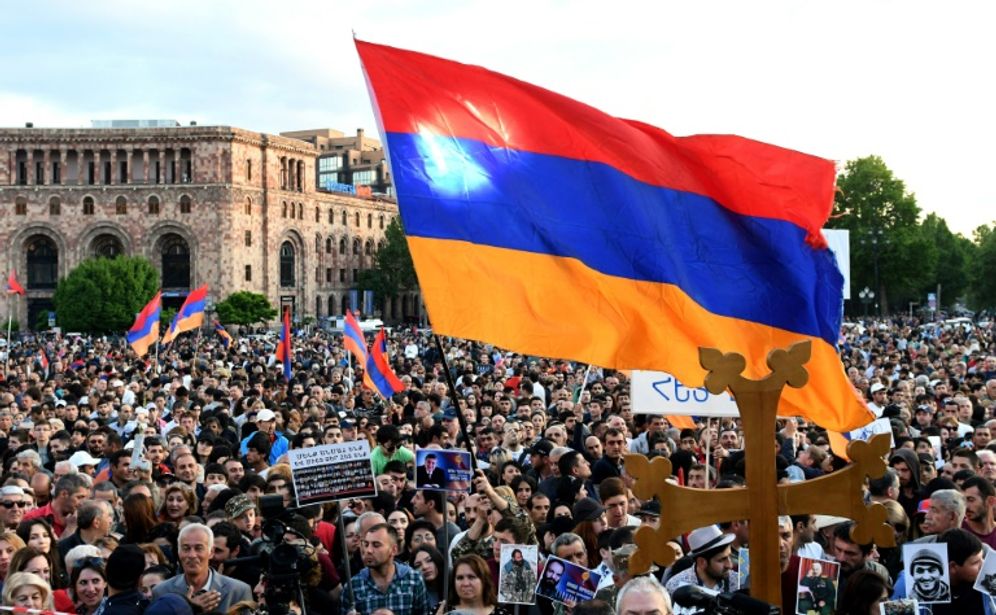 Illustration - Drapeau arménien à Erevan, capitale de l'Arménie
