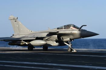 A French Rafale warplane takes off from the Charles-de-Gaulle aircraft carrier in the Mediterranean Sea, on November 23, 2015