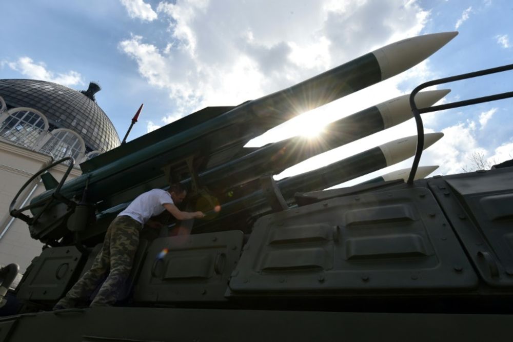 Des missiles russes BUK présentés à un salon d'armement à Moscou, le 29 avril 2015
