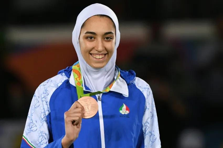 La taekwondoiste iranienne Kimia Alizadeh médaillé de bronze en -57 kg aux Jeux de Rio, le 18 août 2016