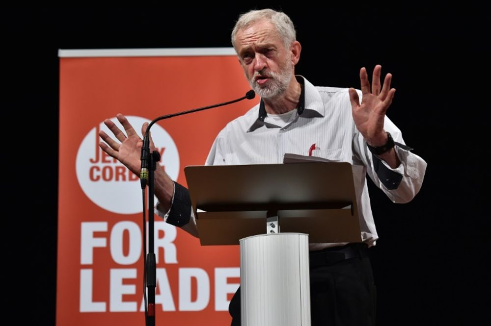 British Labour party leadership contender Jeremy Corbyn speaks in west London, on August 17, 2015