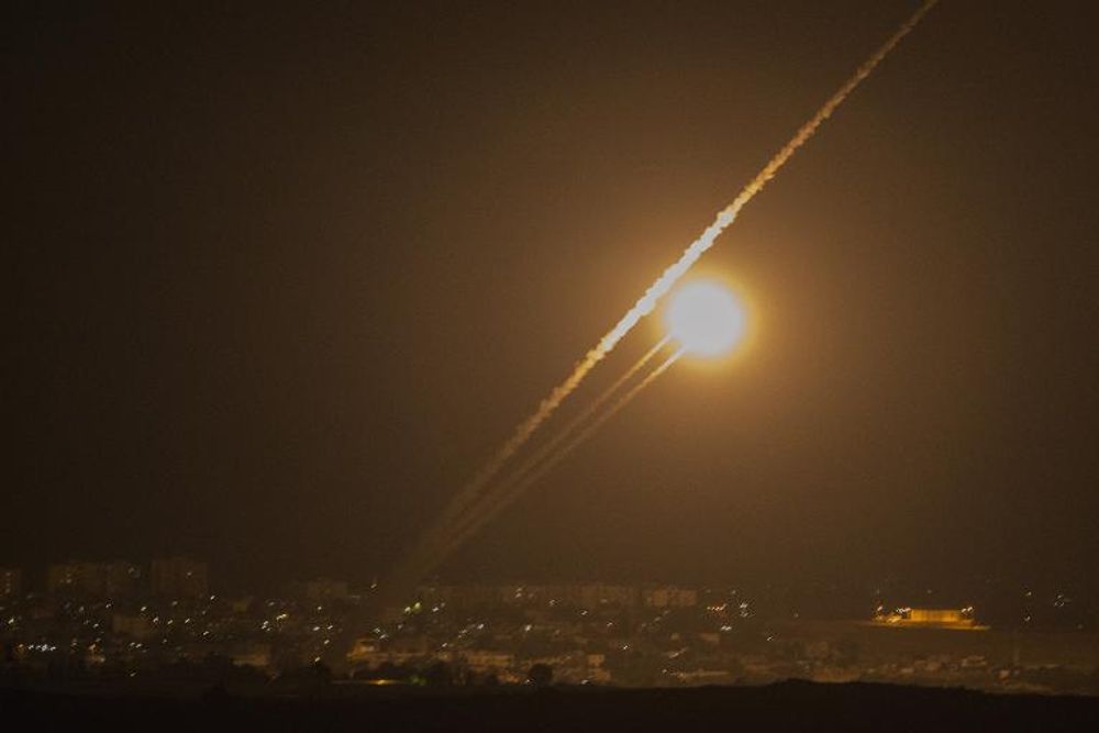 A rocket is launched from the Gaza strip towards Israel
