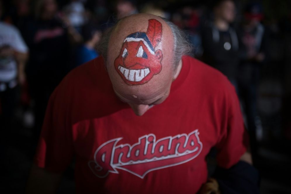 "Chief Wahoo" is a cartoon depiction of a red-faced American Indian which has been used by the Indians since 1948