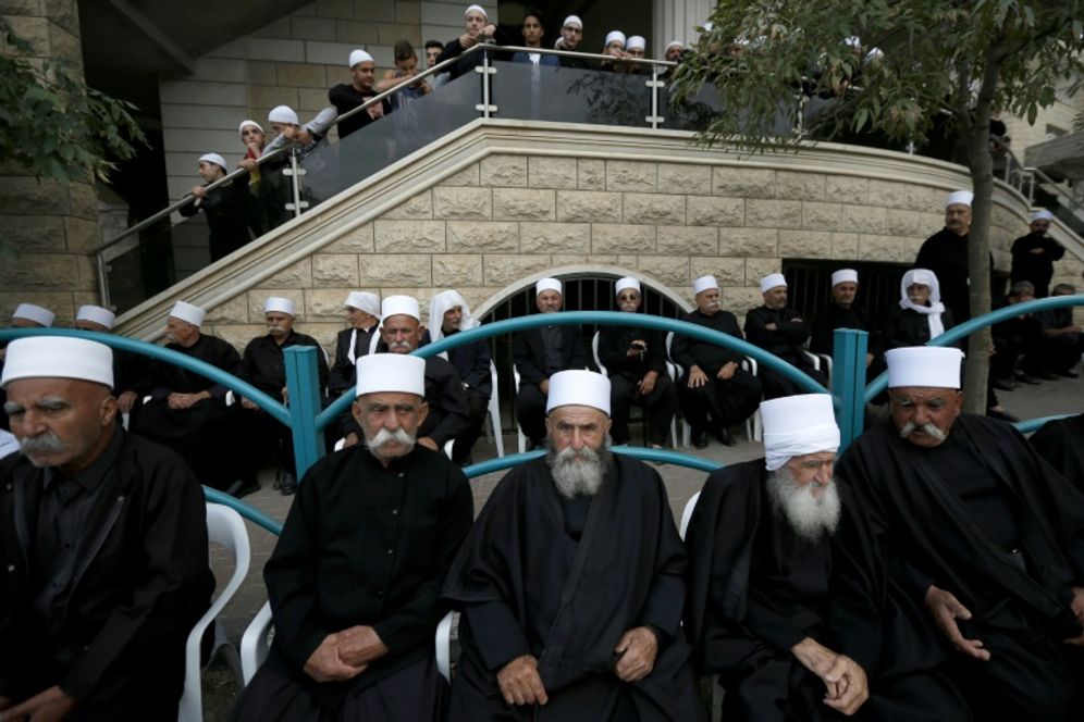 Des druzes photographiés dans le village de Majdal Shams, sur le plateau du Golan, au nord-est d'Israël, le 19 octobre 2018