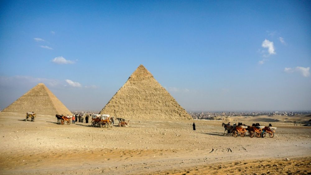 The Giza pyramids, southwest of the Egyptian capital Cairo.