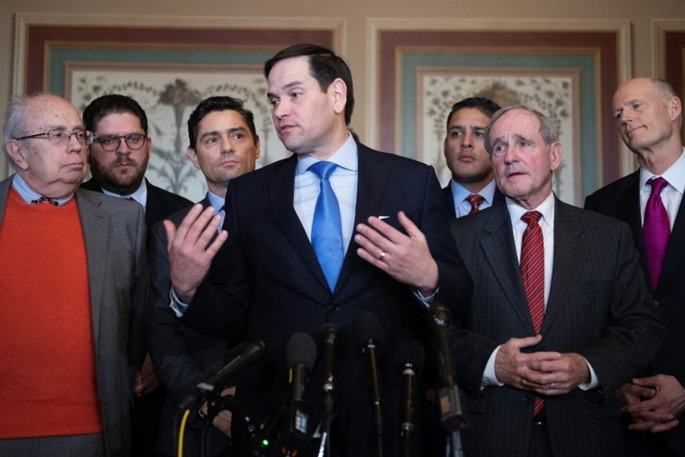 FILE - US Senator Marco Rubio speaks on Capitol Hill.