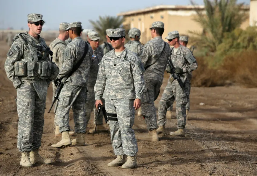 US soldiers at the Taji military base north of Baghdad, one of the sites in Iraq highlighted by a map showing the paths taken by electronic fitness device users