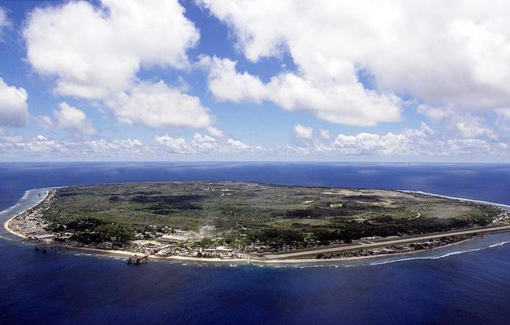 An aerial view of island state of the Republic of Nauru, pictured on September 11, 2001
