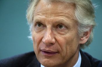 Dominique de Villepin is pictured on February 28, 2012 during a visit in Craon, western France
