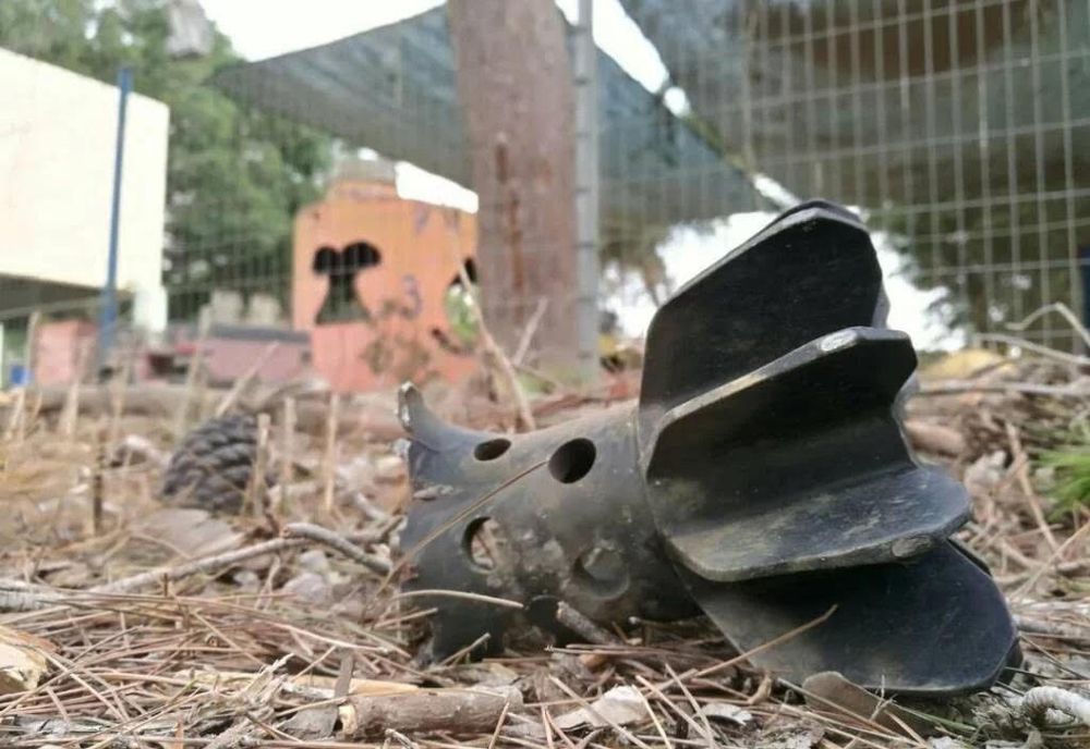 A fragment of a mortar shell launched from Gaza in a barrage of over 25 rockets on May 29, 2018