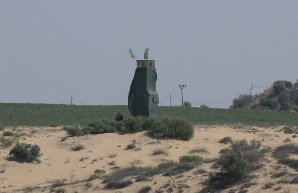 A Hamas outpost overlooking Hila Fenlon's property near the Gaza border, on June 14, 2017.