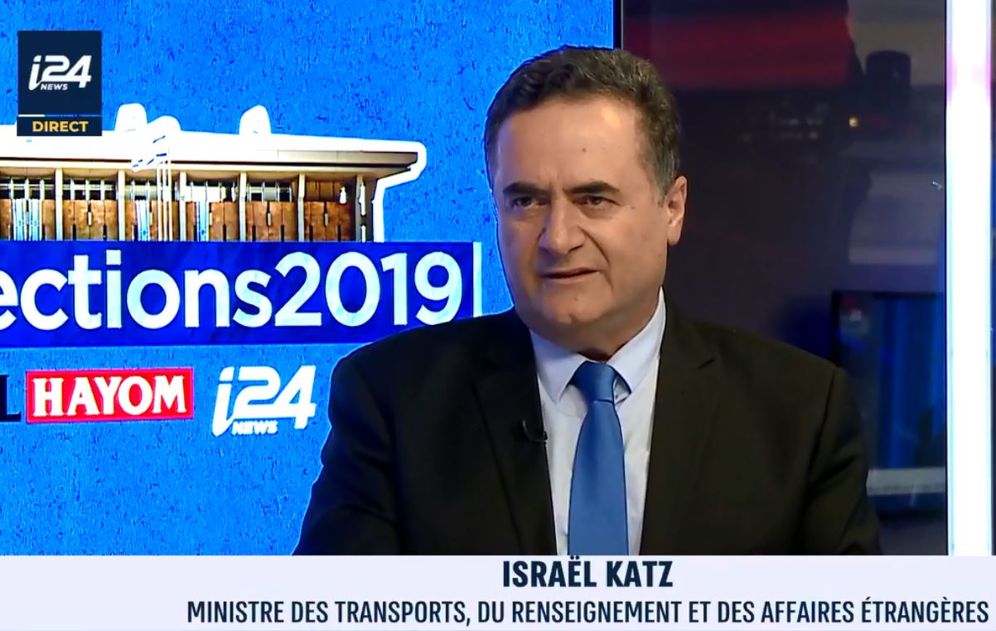 IsraElections2019: "Un combat entre la droite et la gauche" (Israel Katz à i24NEWS)