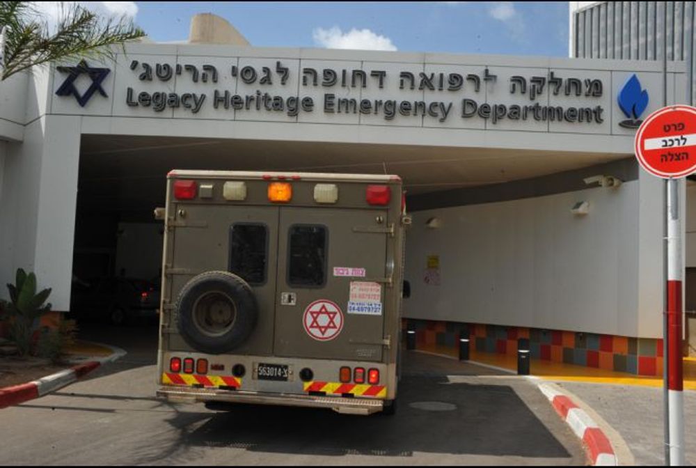 A military ambulance bringspatients to a hospital in the Israeli beachside town of Nahariya.