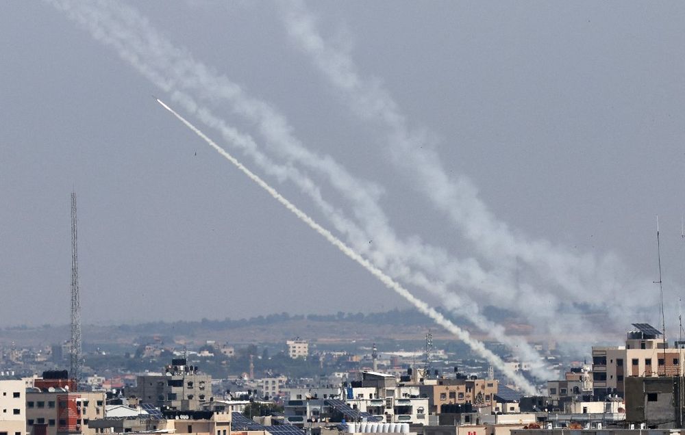 Rockets are fired from Gaza City towards Israel