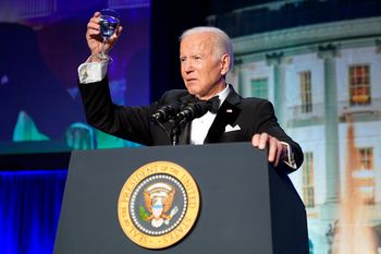 President Joe Biden speaks at the annual White House Correspondents' Association dinner in Washington, DC, the United States, on April 30, 2022.