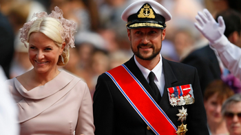 File photo of Prince Haakon and his spouse 