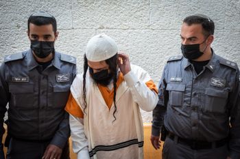 Amiram Ben Uliel arrives at a court hearing on his appeal at the Supreme Court in Jerusalem, on March 7, 2022.