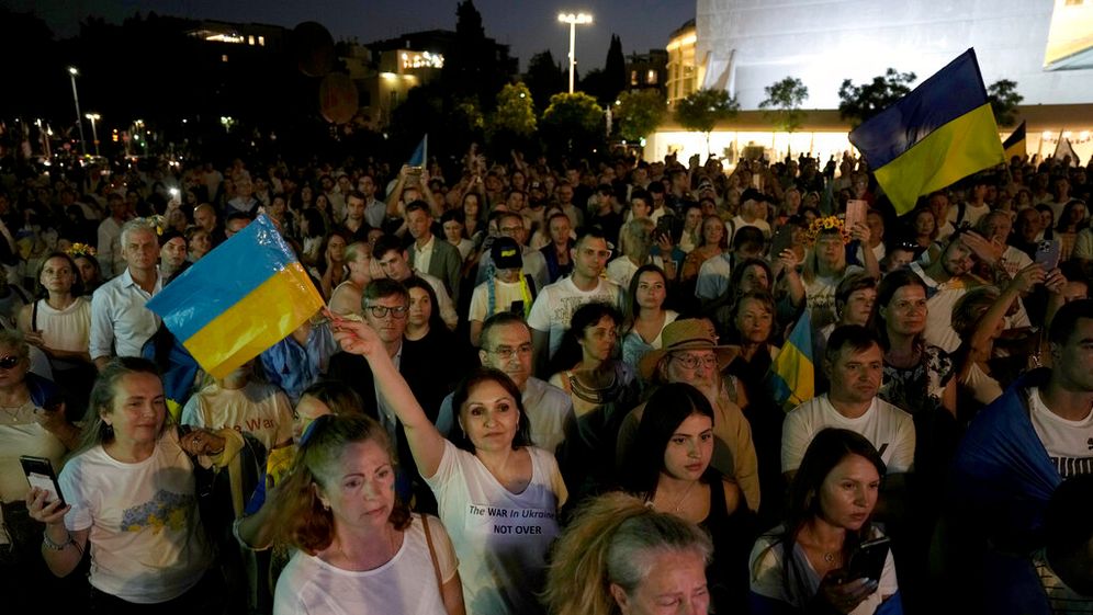 مظاهرة تضامنية مع أوكرانيا في ساحة هابيما بتل أبيب، أرشيف