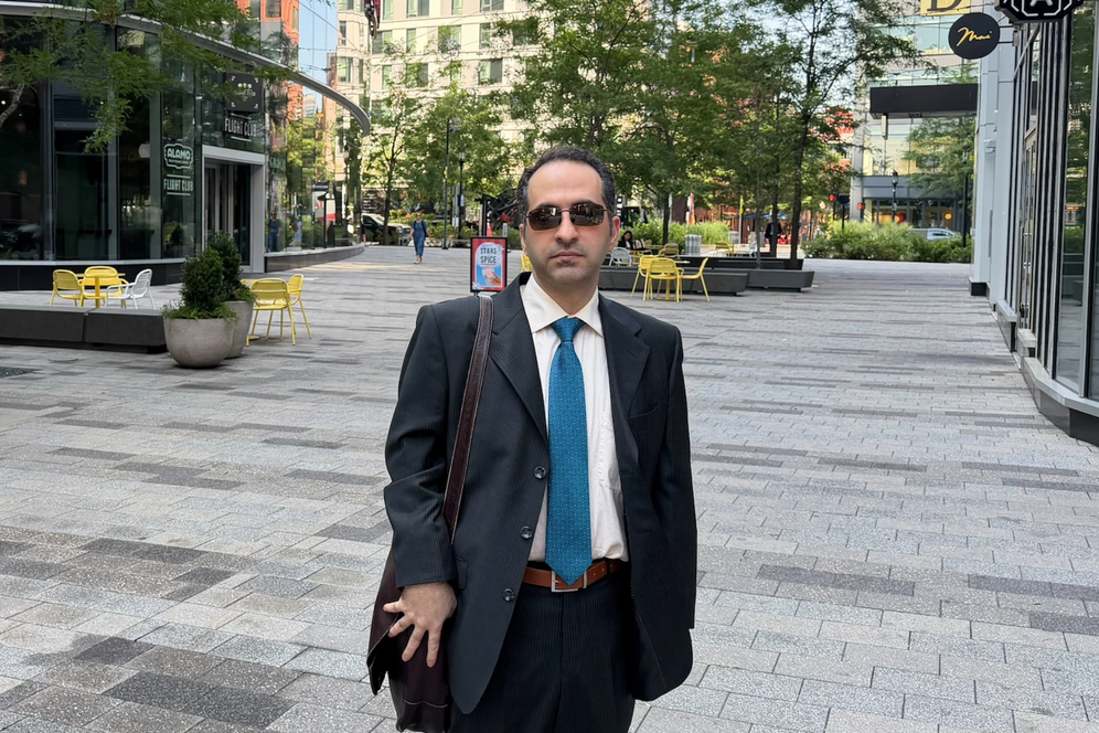 AP/Michael Casey Iranian American defendant Mahdi Mohammad Sadeghi poses for a photo July 10, 2026, before heading into federal court in Boston.
