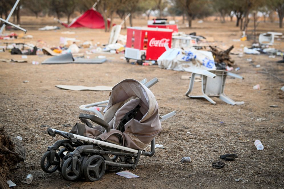 Aftermath of the Hamas massacre at the site of the Nova music festival.