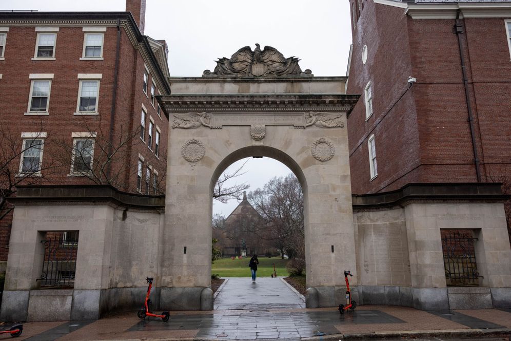 A gate into Brown University's campus in Providence, Rhode Island.