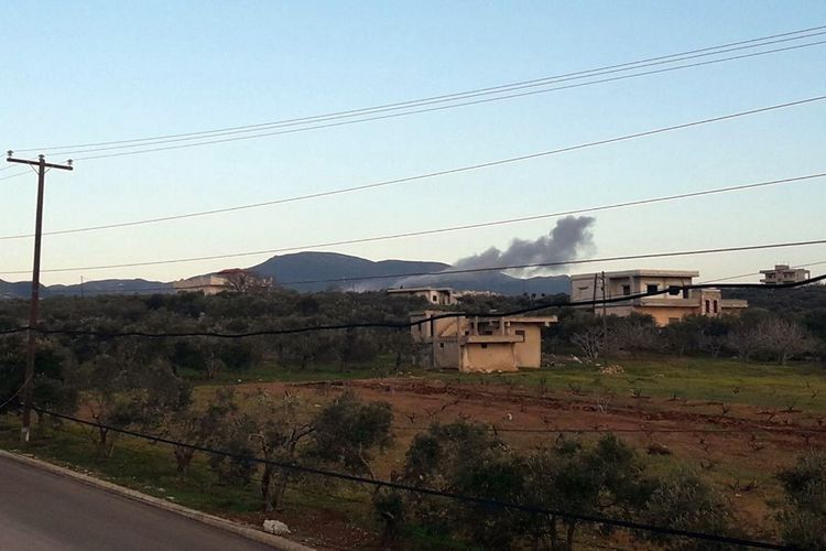 Smoke billowing from a site targeted by alleged Israeli airstrikes in Syria.