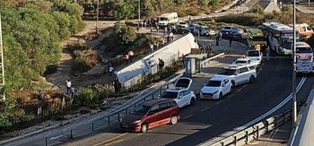 Bus overturned in Beit Shemesh, Israel.