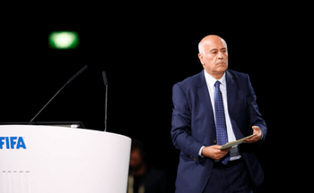 Le chef de la fédération palestinienne de football Jibril Rajoub après son discours au congrès de la FIFA à Moscou, le 13 juin 2018.