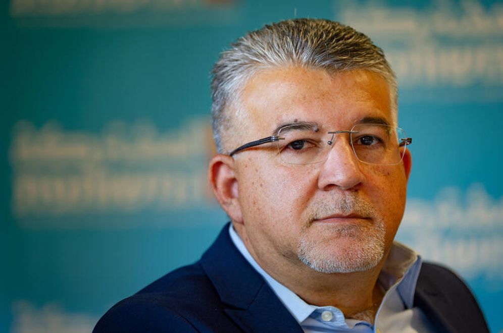 Sharon Leibel/Flash90 Yousef Jabareen attends a press conference presenting the party’s work plan for the next Knesset in Haifa