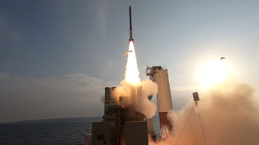 Israel Defense Ministry Spokesperson's Office An advanced version of David's Sling weapon system is tested off Israel's Mediterranean coast on December 15, 2020.