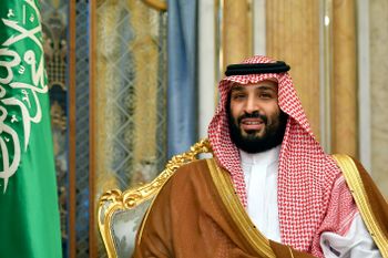 Saudi Arabia's Crown Prince Mohammed bin Salman attends a meeting with U.S. Secretary of State Mike Pompeo in Jeddah, Saudi Arabia, on Wednesday, Sept. 18, 2019
