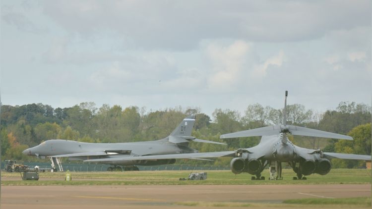 B-1 bombers at the U.S. Air Force base RAF Fairford in Fairford, England, on Monday, September 28, 2026.
