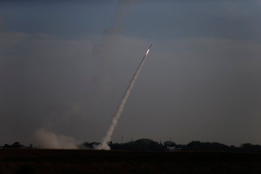 Israeli Iron Dome air defense system launches to intercept rocket fro Gaza Strip, near Israel and Gaza border, Sunday, May 5, 2019.