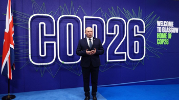 Israel's Prime Minister Naftali Bennett arrives for the COP26 UN Climate Summit in Glasgow on November 1, 2021.