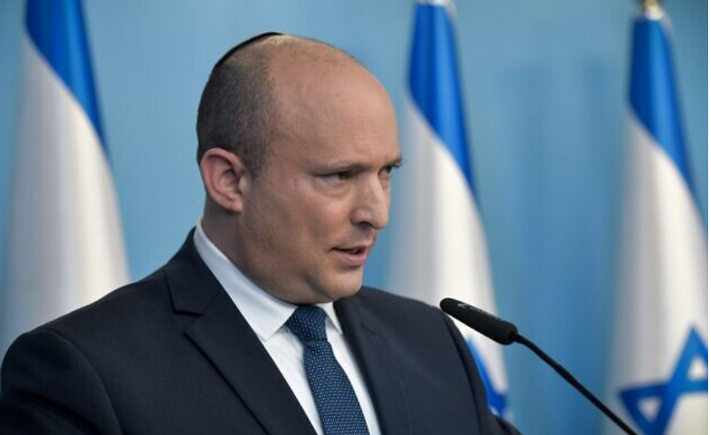 Prime Minister Naftali Bennett speaks during a press conference at the Prime Minister's Office in Jerusalem on January 2, 2022.