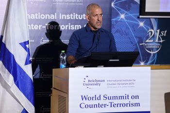 Head of Israel's Shin Bet internal security service, Ronen Bar, speaking at the World Summit on Counter-Terrorism at Reichman University in Herzliya, Israel, September 11, 2022.
