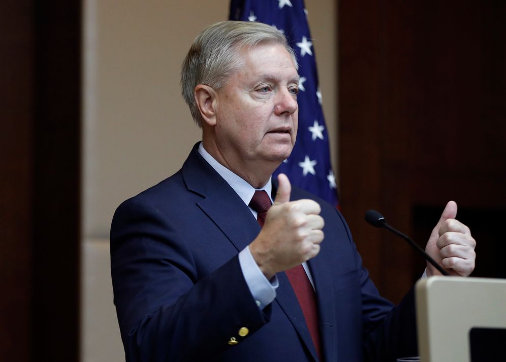 AP Photo / Burhan Ozbilici 2019© Republican Sen. Lindsey Graham gestures as he speaks to reporters in Ankara, Turkey, Saturday, Jan. 19, 2019, a day after meeting with Turkish President Recep Tayyip Erdogan and other officials.