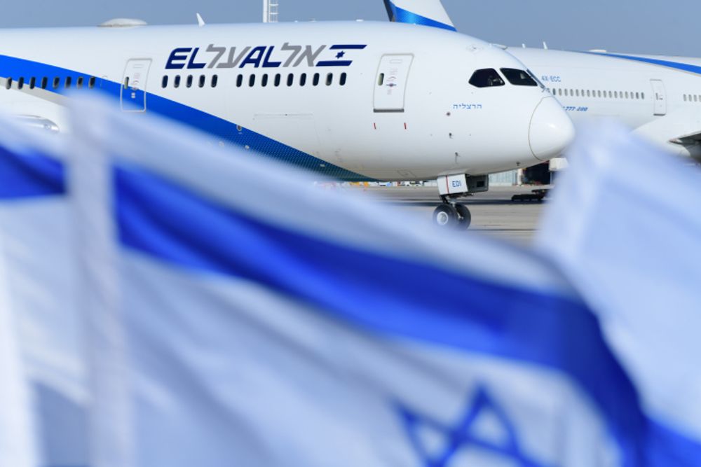 An El Al plane lands at the Ben Gurion International Airport in central Israel, October 13, 2021.