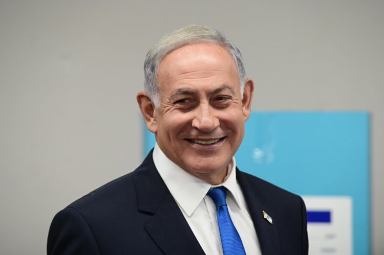 Benjamin Netanyahu casts his vote in the Likud primaries, at a polling station in Tel Aviv, Israel, on August 10, 2022.