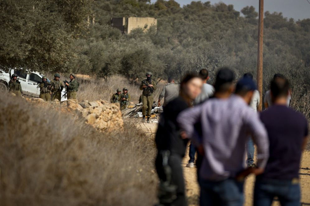 File photo of clashes involving Israelis and Palestinian in the West Bank village of Qusra, October 29, 2024. 