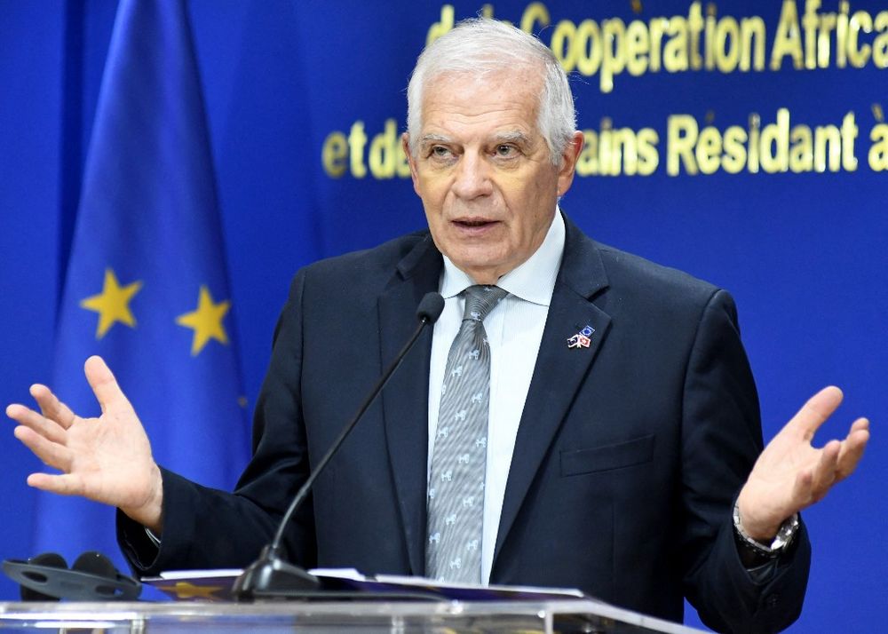 Josep Borrell, the High Representative of the European Union for Foreign Affairs and Security Policy (L), speaks during a joint press conference, in Rabat, Morocco.