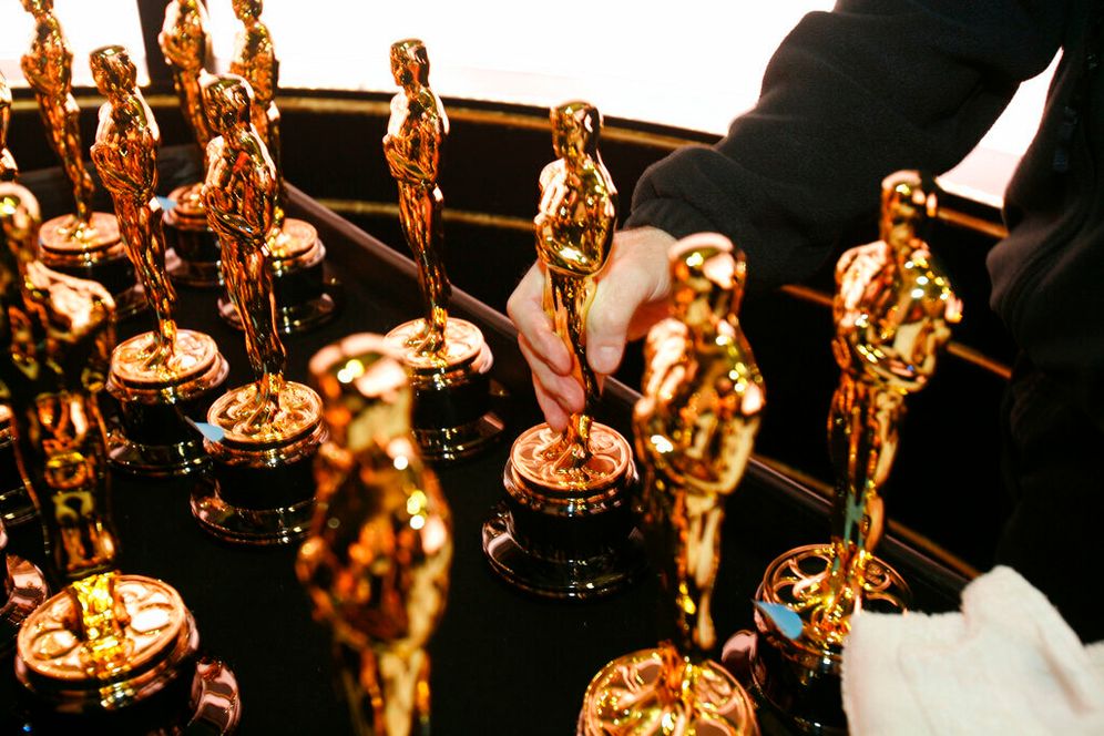 The Oscar statues are placed backstage during the 79th Academy Awards