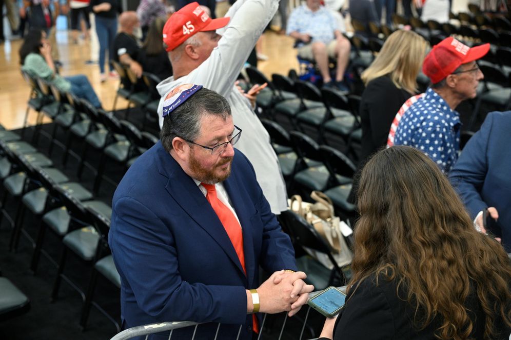 AP Photo/Phelan M. Ebenhack Rep. Randy Fine, R-Fla., speaks to a reporter before a visit by President Donald Trump, Friday, May 1, 2026, in The Villages, Fla