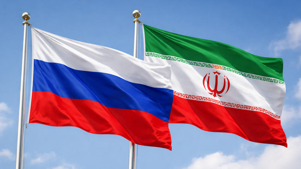 Drapeaux iranien (à droite) et russe