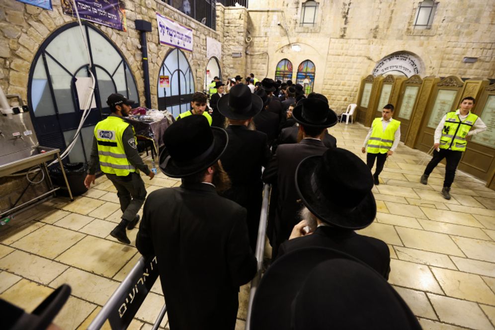 Ultra-Orthodox Jews attend Lag Ba'Omer celebrations, in Meron, Israel, on May 18, 2022.