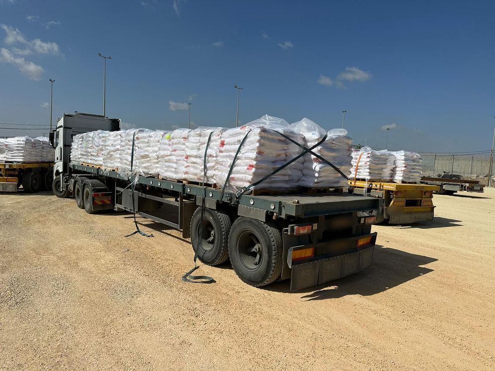 Aid truck heading toward the Gaza Strip